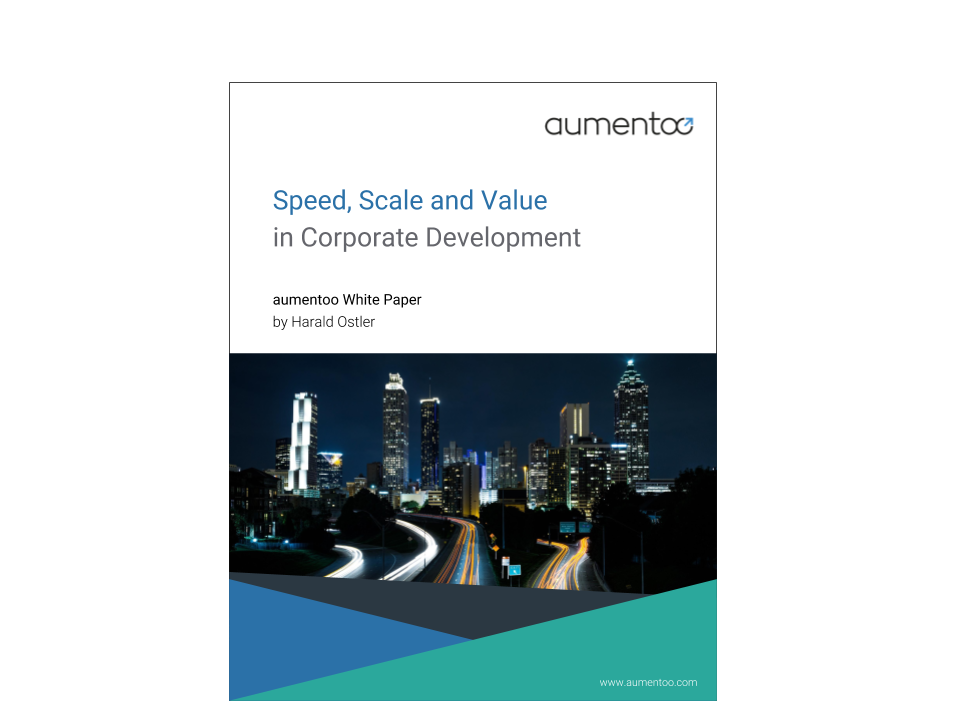 Speed, Scale and Value in Corporate Development - Whitepaper cover - aumentoo